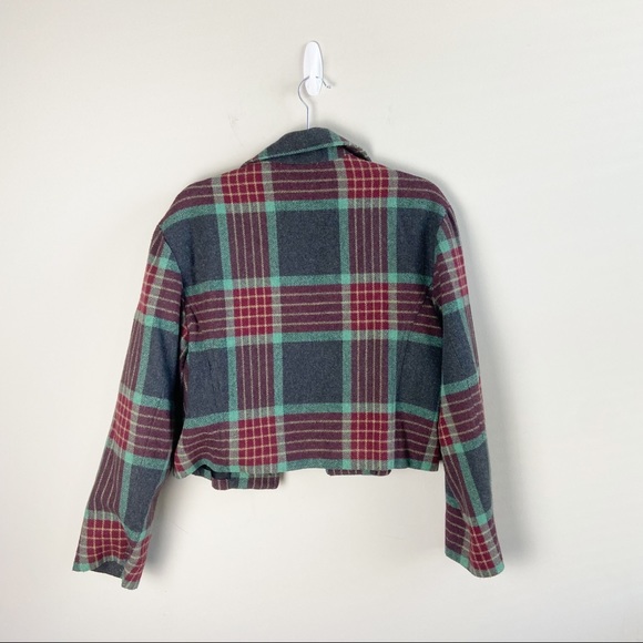 New York Style Plaid Motto Style Cropped Jacket - Picture 5 of 5